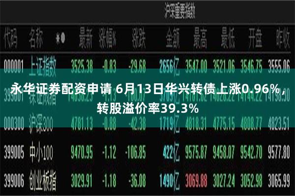 永华证券配资申请 6月13日华兴转债上涨0.96%，转股溢价率39.3%